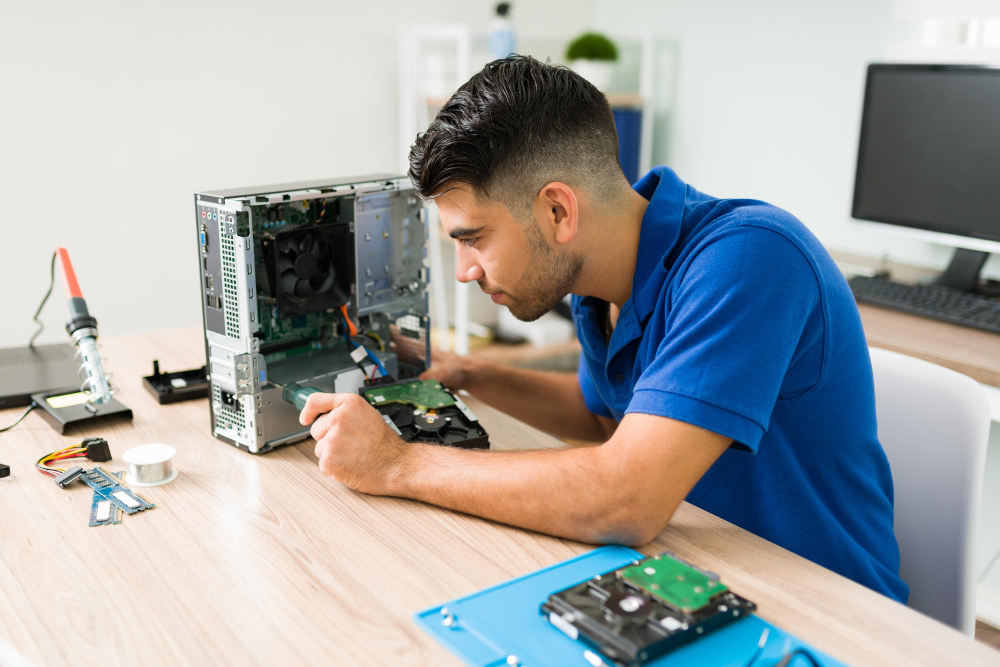 Técnico haciendo mantenimiento computadores envigado 2